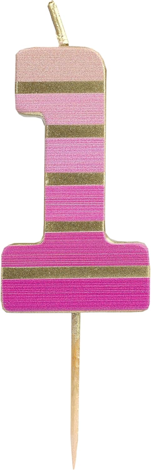 Talking Tables Number One 1 Pink Birthday Candle for Cakes Cake Topper Decoration Premium Quality Anniversary Milestone Age 2.1 Inches Height Recycled Packaging