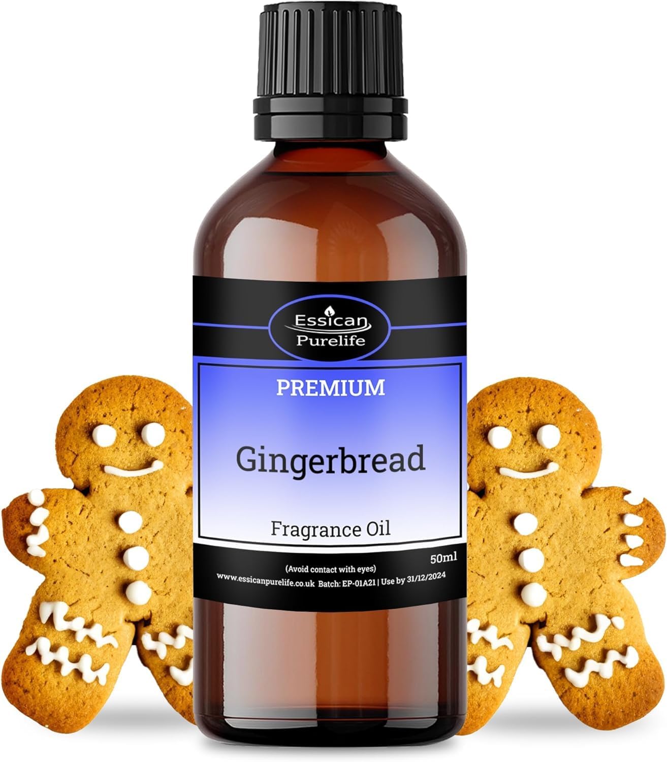 Gingerbread Fragrance Oils for Candle Making 50ml, Fragrance Oils for Soap Making, Aromatherapy, Oil Burner Oils Fragrance, Scent Oil for Diffuser, Potpourri, Bath Bomb, Air Freshener, Vegan