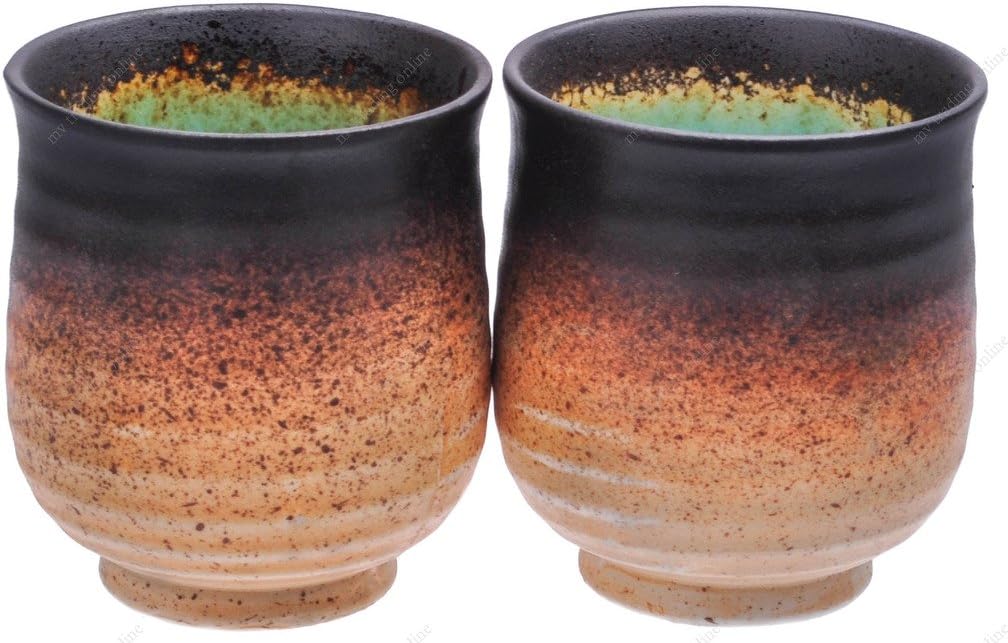 Japanese Green Kosui Teacups Mugs, 6-Ounces, Set of 2 Cups