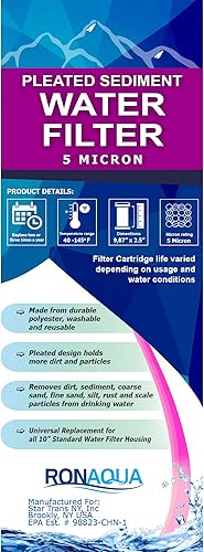 Miniatura 8 de Ronaqua 6 cartuchos de filtro de agua plisados para sedimentos de 9.87 x 2.5 pulgadas, superficie amplificada, elimina arena, suciedad, óxido, vida
