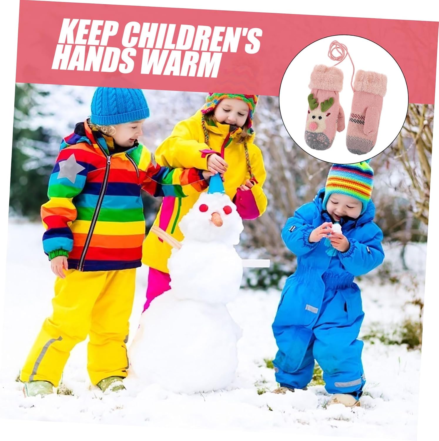 Didiseaon 1pair Warm Boys and Girls Gloves Adorable Outdoor Cycling Gloves for Plush Neck Hanging Design Christmas for Christmas Tree Double