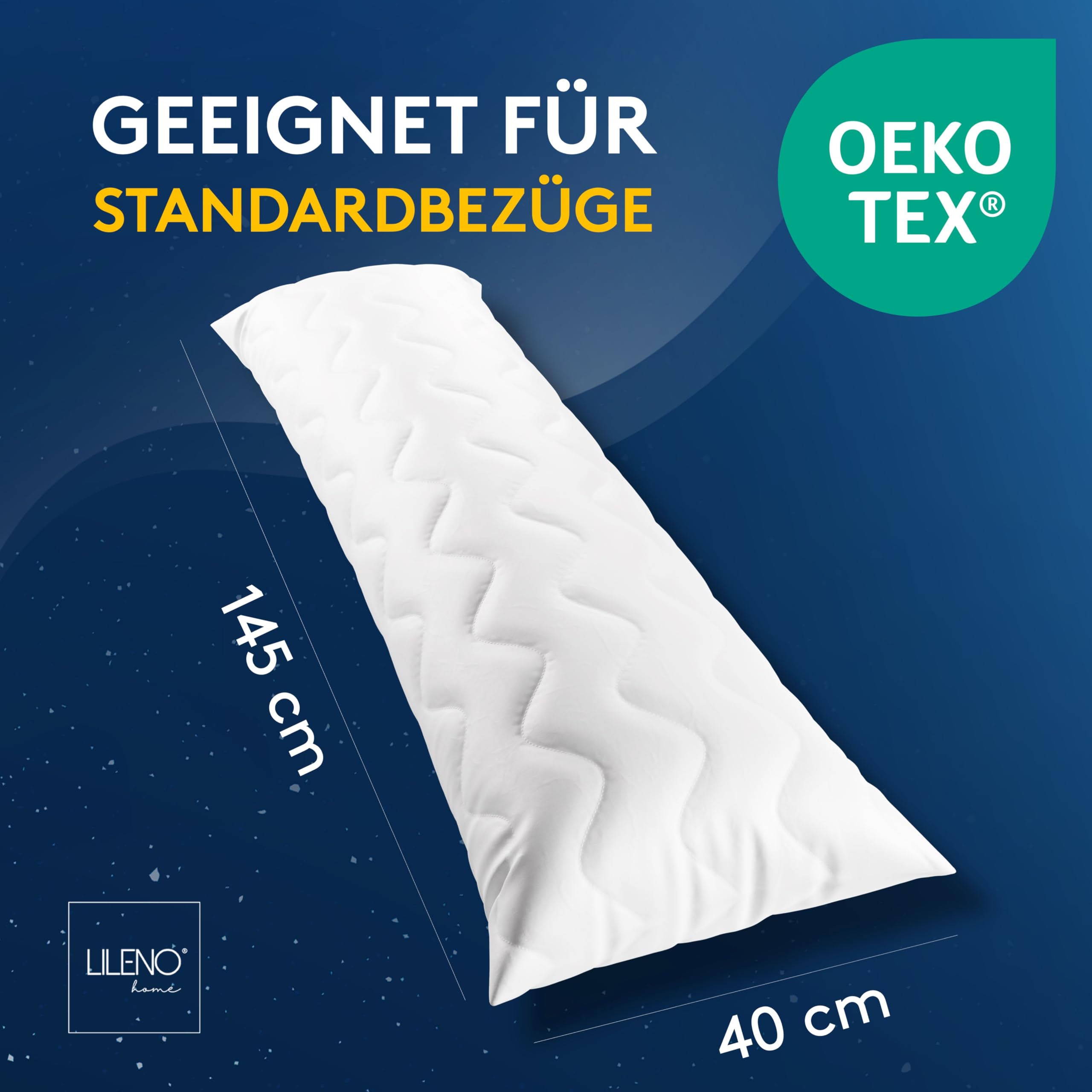 LILENO HOME Coussin pour dormir sur le côté, 40 x 145 cm, lot de 2 (remplissage de 1100 g), coussin d'allaitement avec coussin intérieur amovible, 40 x 145 cm, pour femmes enceintes et nouveau-nés