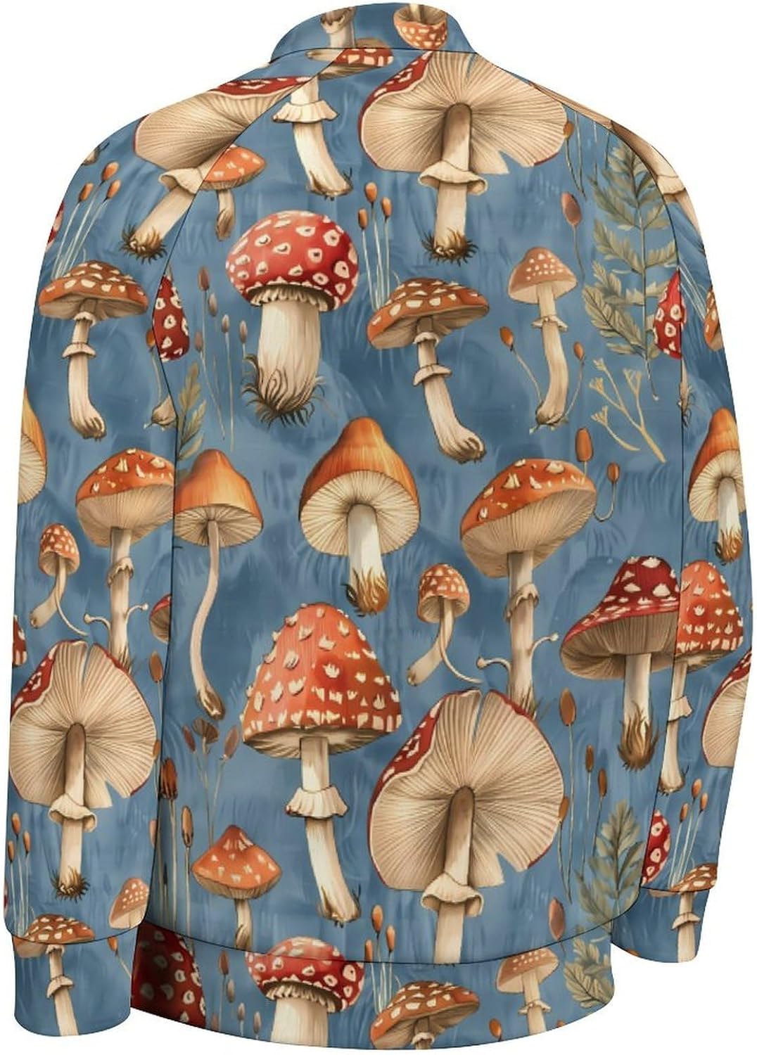 Mushroom Novelty Men's Baseball Jackets Causal Sweatshirt Button Top Long Sleeve Coat