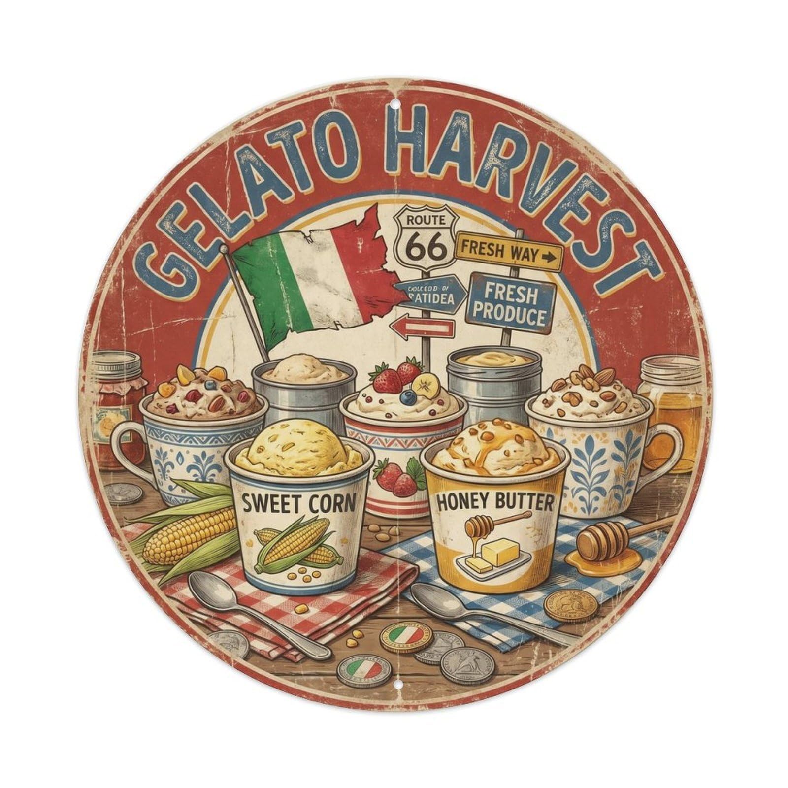 Classic Gelato Ice Cream Vintage Americana Parlor Metal Tin Sign