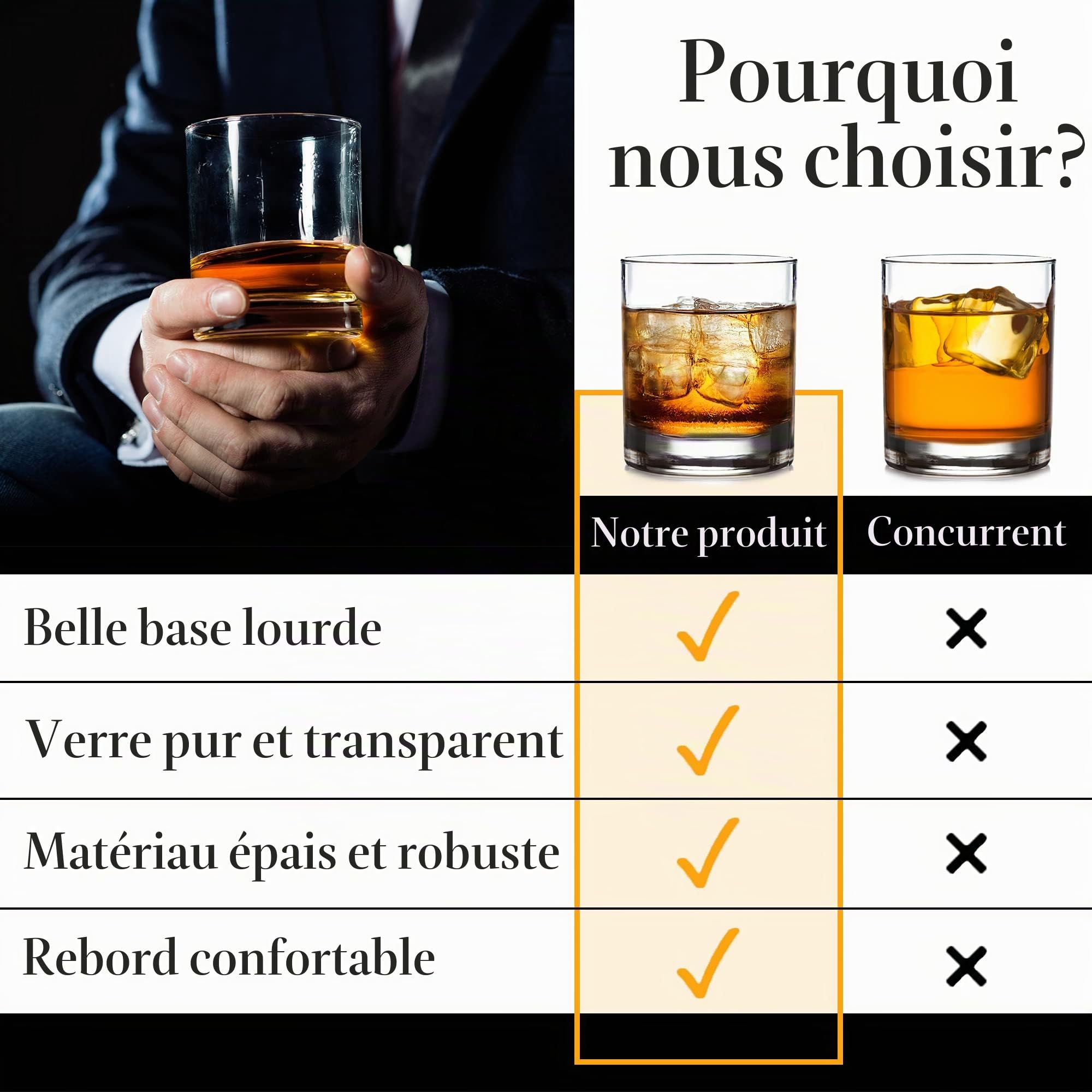 Volarium CRYSTALIA Qualité Supérieure Verres à Whisky, Lot de 6, 305 ml 100% SANS PLOMB Verre Rhum, Verre Wisky pour Cocktails, Scotch, Cognac, Chivas, Verres à Boire, Whisky Glass