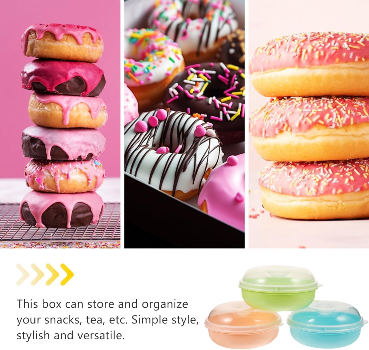 Cabilock 3Pcs Bagel Fresh Holder Container-Round Bagel Fresh Saver Donut Keeper Holder Muffin Bread Fruit Storage Box Food Container for Fridge