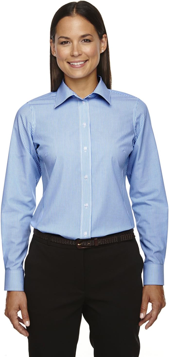 Devon & Jones Ladies' Crown Woven Collection™ Banker Stripe S FRENCH BLUE