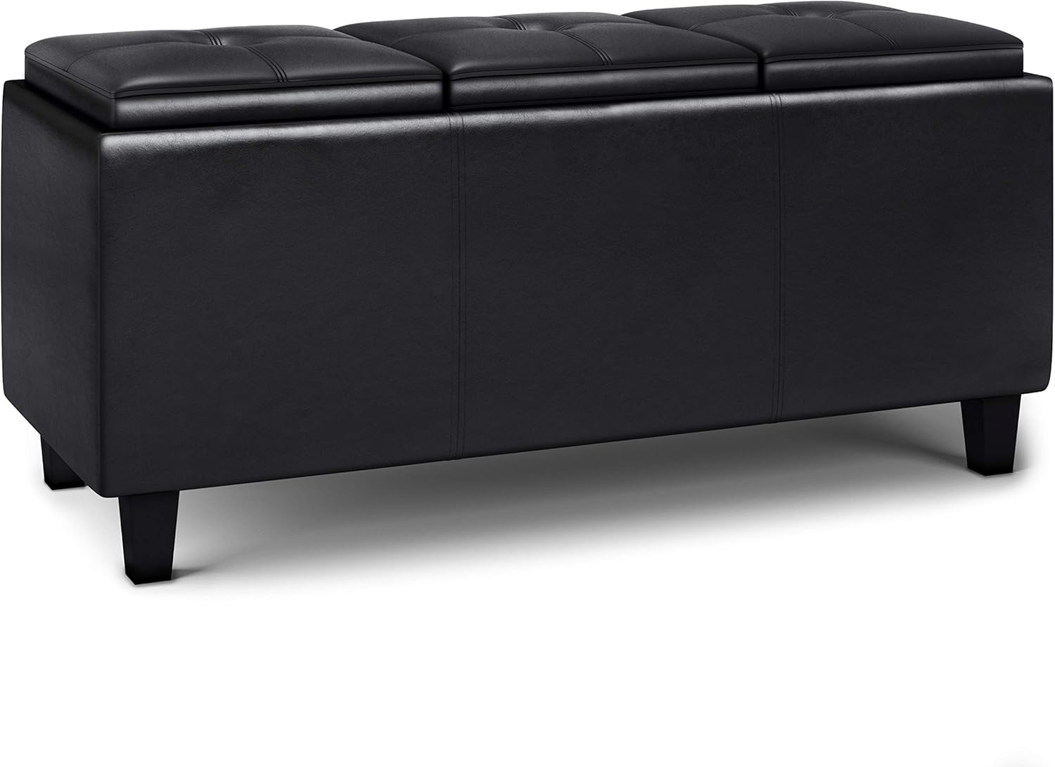SIMPLIHOME Avalon 42 inch Wide Rectangle Storage Ottoman in Upholstered Tanners Brown Faux Leather, Coffee Table for the Living Room, Bedroom, Contemporary: Furniture & Decor