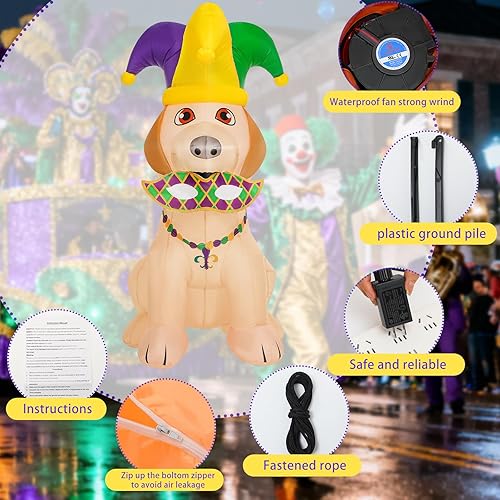 Vista 24 de Shappy Decoración inflable de Navidad de 4.9 pies con sombrero de Papá Noel, decoración inflable de Navidad con luz LED, decoración navideña