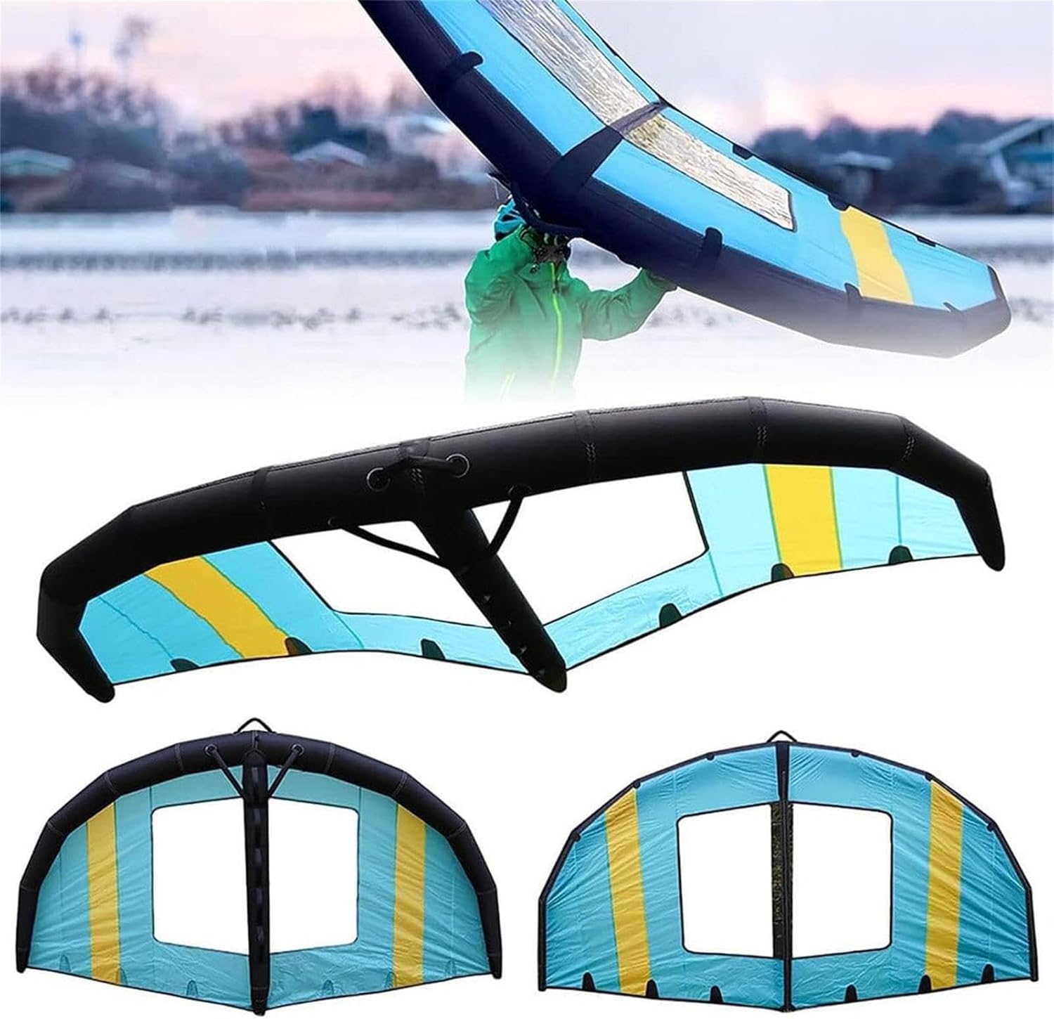 ZMZDDM Portable Inflatable Windsurfing Wing - Lightweight Handheld Kite Surfing Wing with Window, Durable Foil Kite for Water Sports, Perfect for Surfing and Fun on The Water