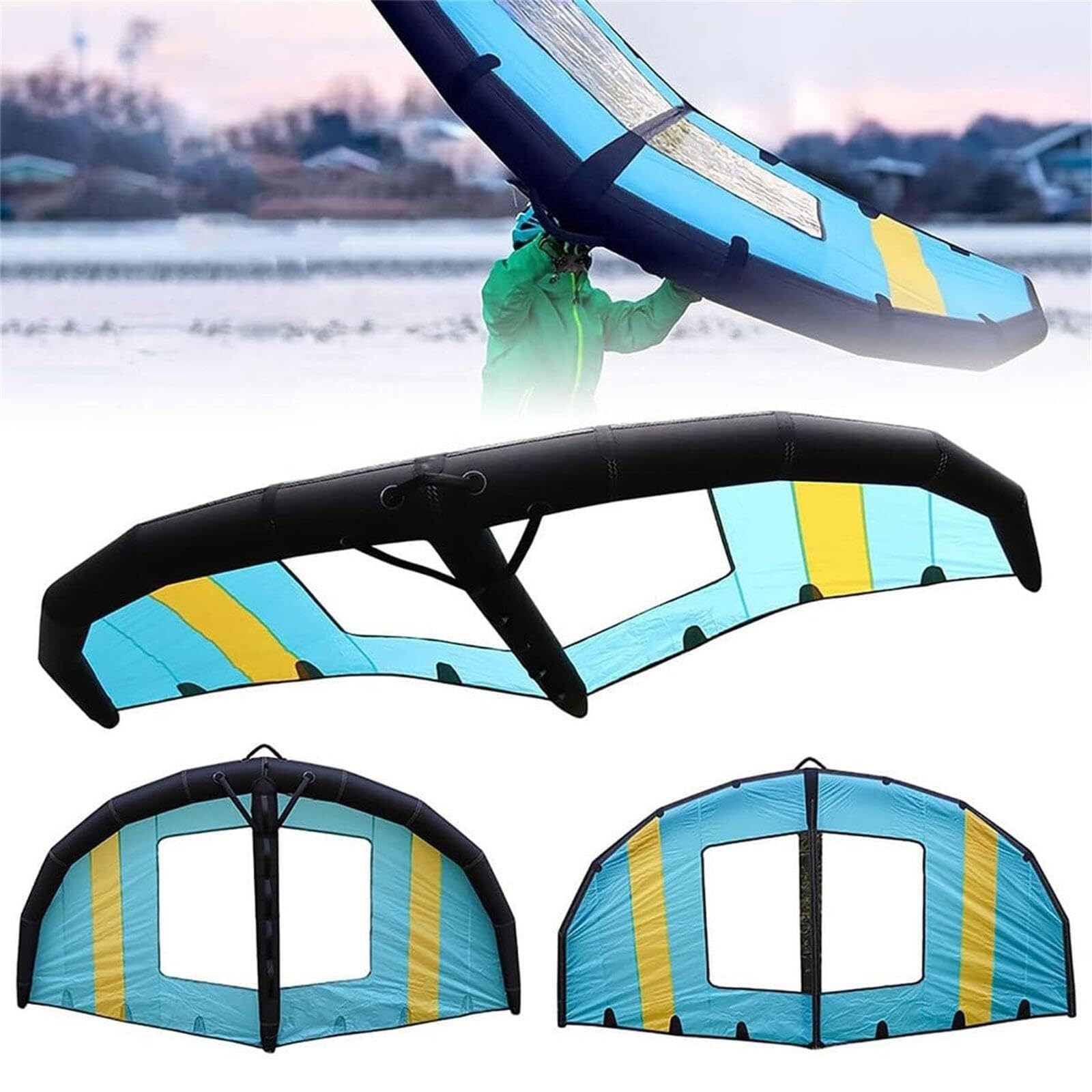ZMZDDM Portable Windsurfing Inflatable Wing, Handheld Wing Foil Kite Surfing Inflatable Wing with Window, Wingsurfer Kite for Surfing, Water Play(5m³)