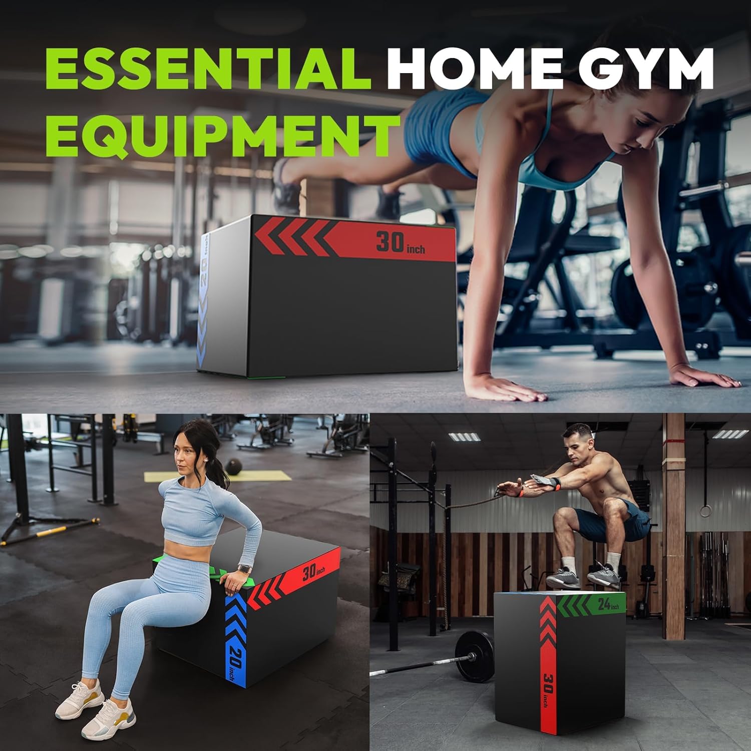 HANDBODE 3-in-1 Plyo Box – Plyometric Jump Box with Durable High-Density Foam Core and Non-Slip Surface for Box Jumps, Squats, and Home Gym Workouts