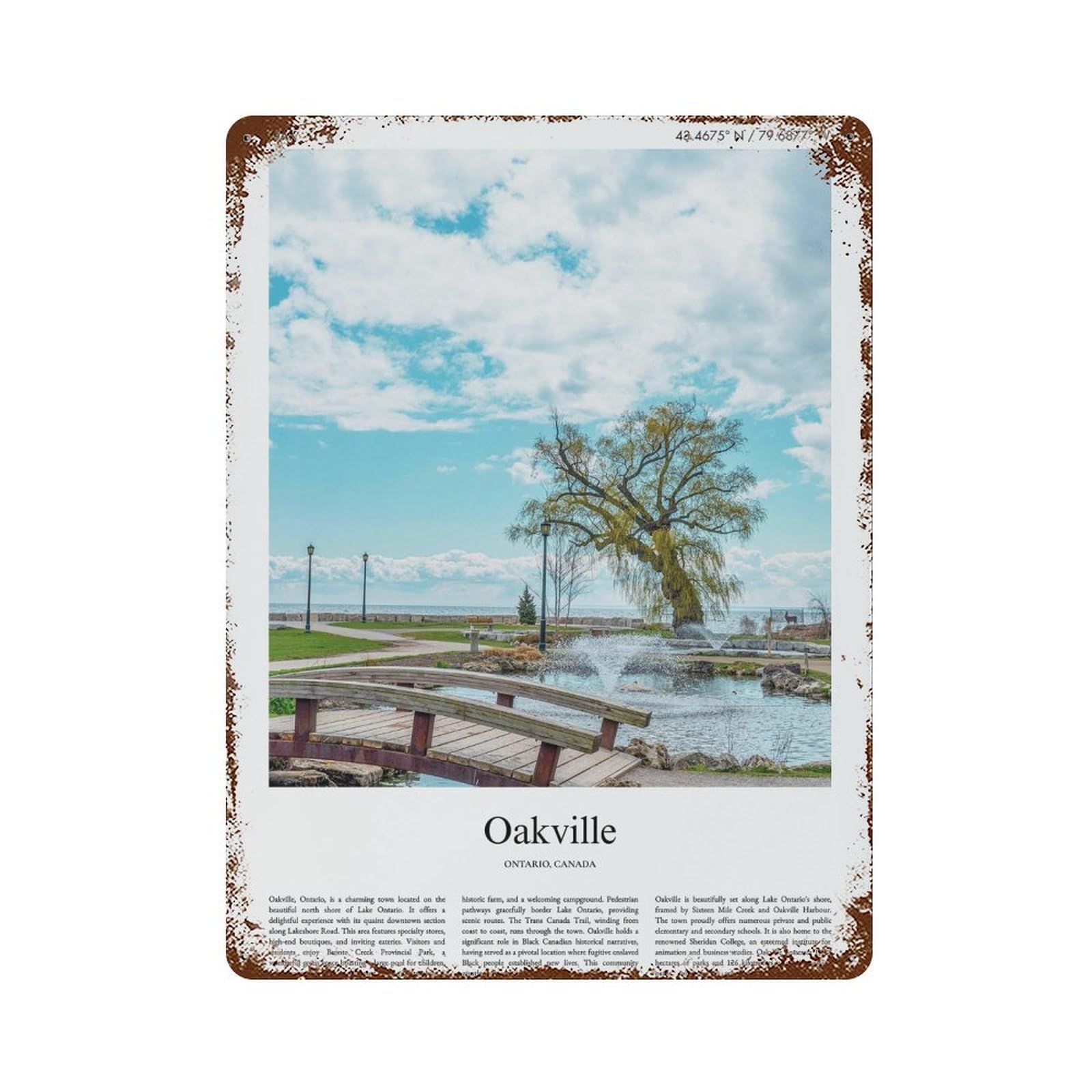 xiaoxiaoshen Oakville Ontario, Canada City Scenery Wall Decor Art Metal Tin Poster Modern Home Decor Art Home Bar Shop Decorations Vintage Sign 40x30cm