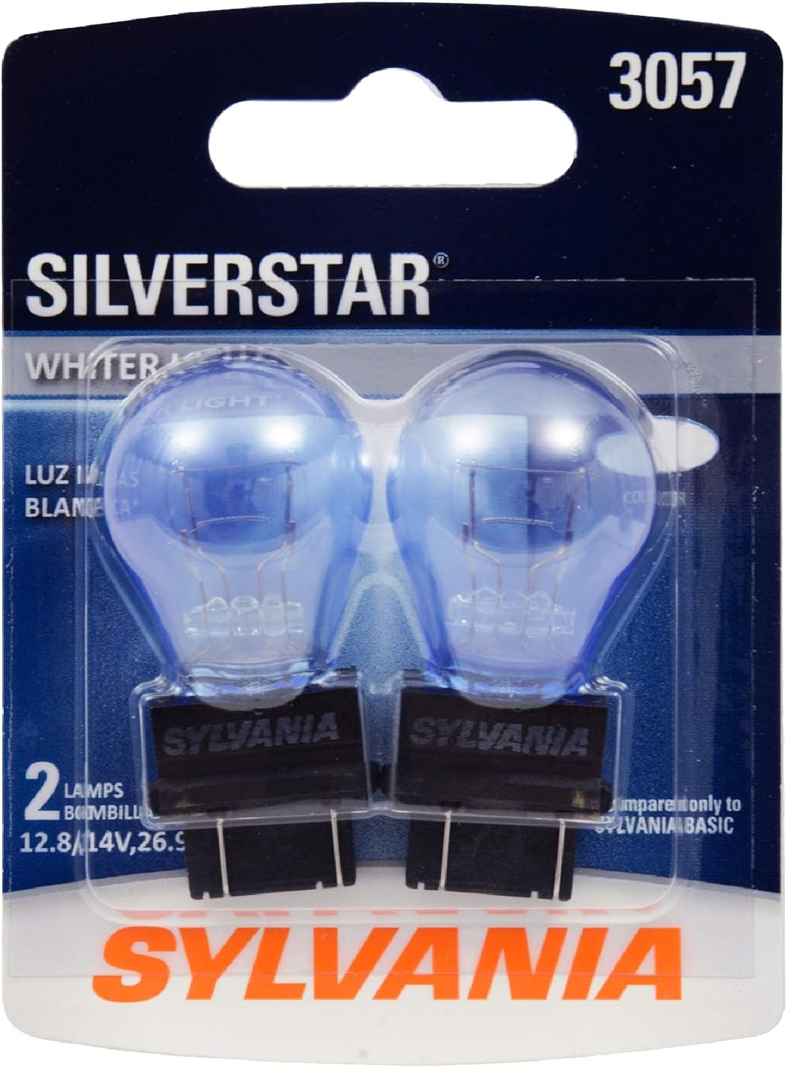 SYLVANIA - 3057 SilverStar Mini Bulb - Brighter and Whiter Light, Ideal for Daytime Running Lights (DRL) and Back-Up/Reverse Lights (Contains 2 Bulbs)