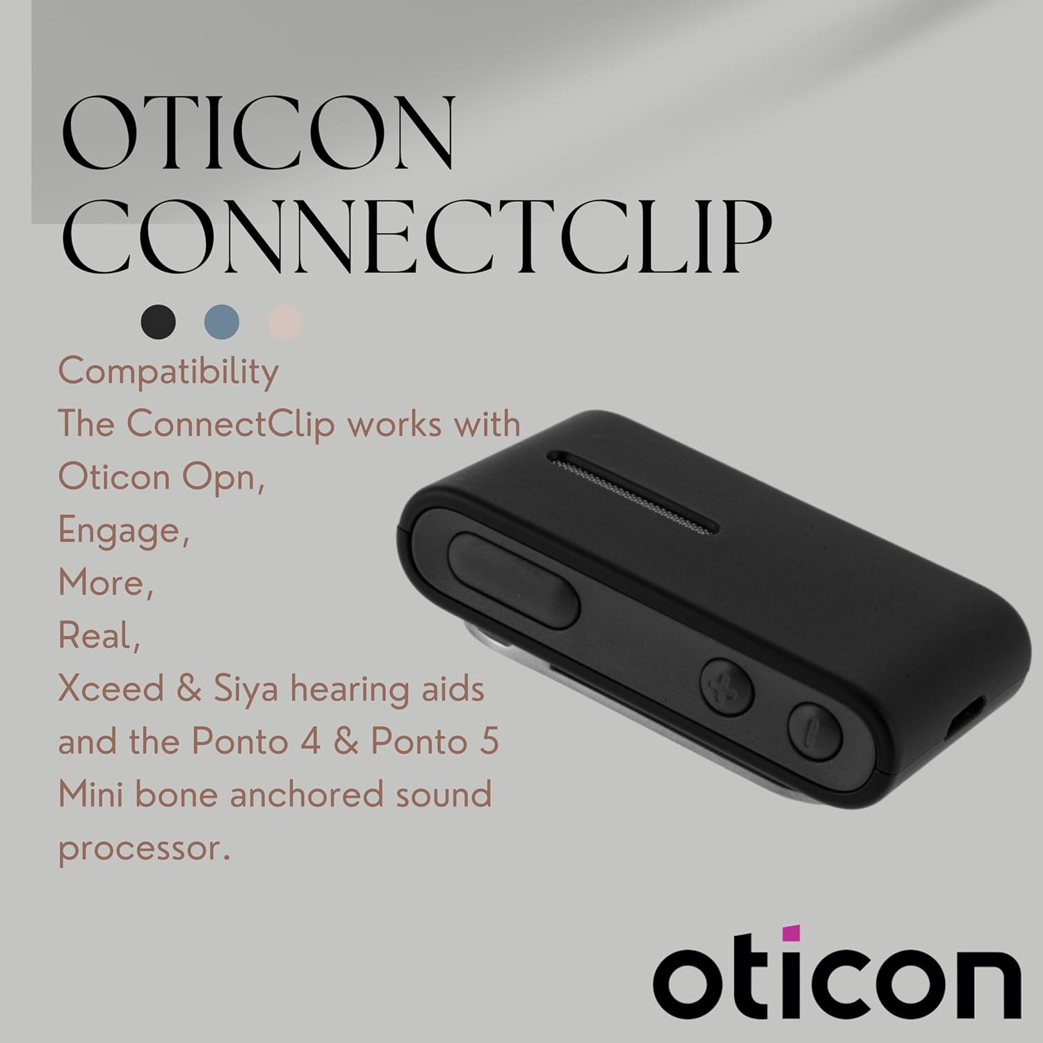 Otto Tech Oticon ConnectClip Streamer & Remote Microphone, Turns Your Hearing aids into Wireless Headphones, Compatible with Real, More, Opn, Zircon, Xceed, Siya, Ruby, CROS Oticon Hearing Aids