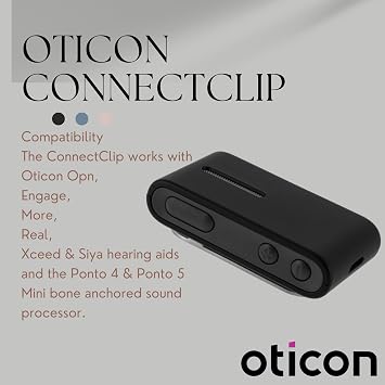Otto Tech Oticon ConnectClip Streamer & Remote Microphone, Turns Your Hearing aids into Wireless Headphones, Compatible with Real, More, Opn, Zircon, Xceed, Siya, Ruby, CROS Oticon Hearing Aids