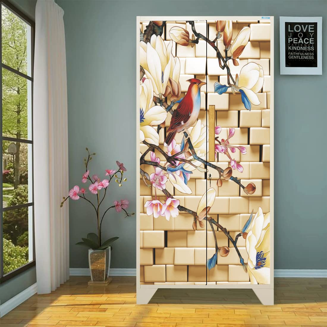 WallDaddy Self Adhesive Almirah Stickers, Wall Stickers, Decorative Sticker Wallpaper for Home Wardrobe Doors (Bud Sparrow Almirah) PVC Vinyl Size Large (39 x 84 Inch) (B09W16K45H) Amazon Price History, Amazon Price Tracker