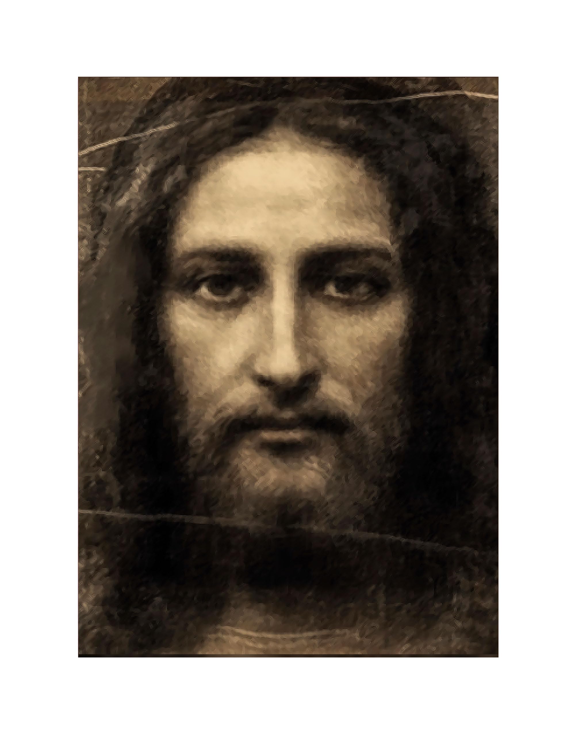 Shroud of Turin Jesus Christ Face Canvas Print Wall Art Decor, Religious Framed Art, 7" x 5"
