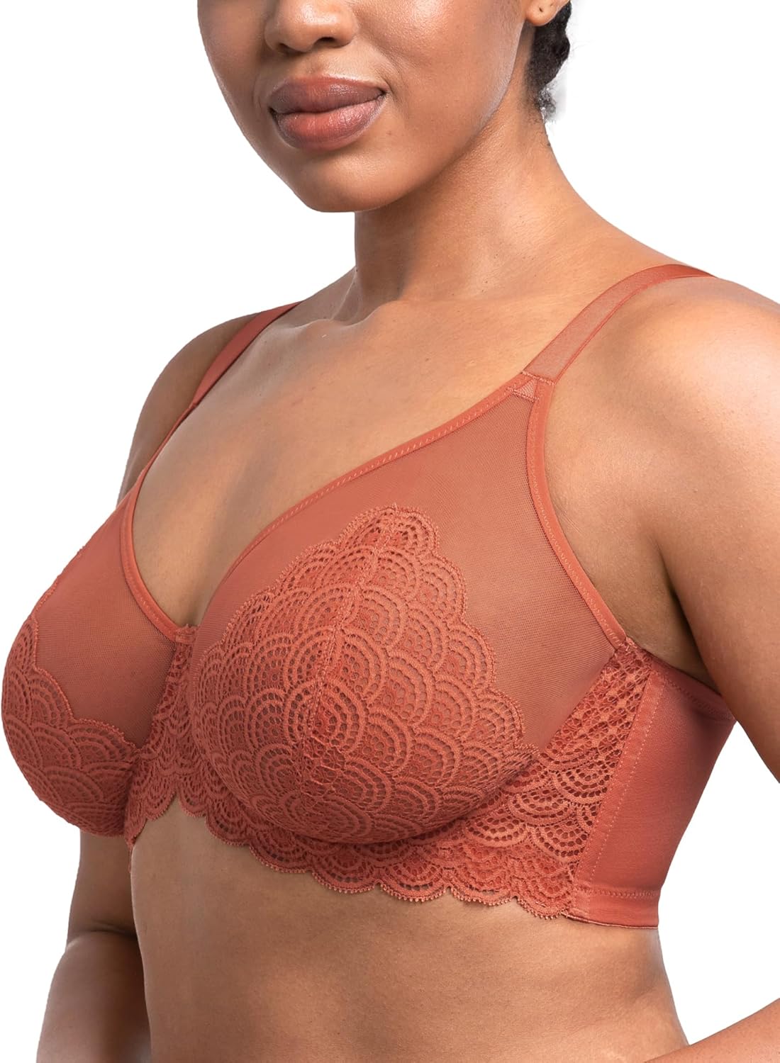 HSIA Minimizer Bras for Women Large Bust Full Coverage Lace Plus Size Bra - Mermaid Scales - Image 4