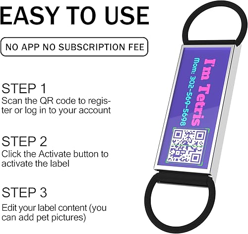 Miniatura 3 de Placa de identificación para perro con código QR, etiquetas de identificación de perro personalizadas, silenciosa y silenciosa para mascotas,