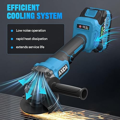 Miniatura 6 de Amoladora Angular Inalámbrica de 4-1/2 Pulgadas, Amoladora de Batería Sin Escobillas de 21V con 2 Baterías de 4.0Ah, Amoladoras Inalámbricas de
