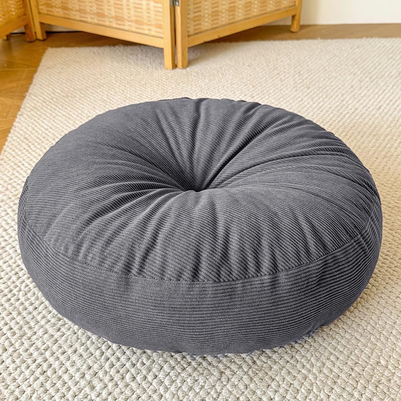 Coussin de sol rond en velours côtelé épais XJBTBA pour méditation et yoga