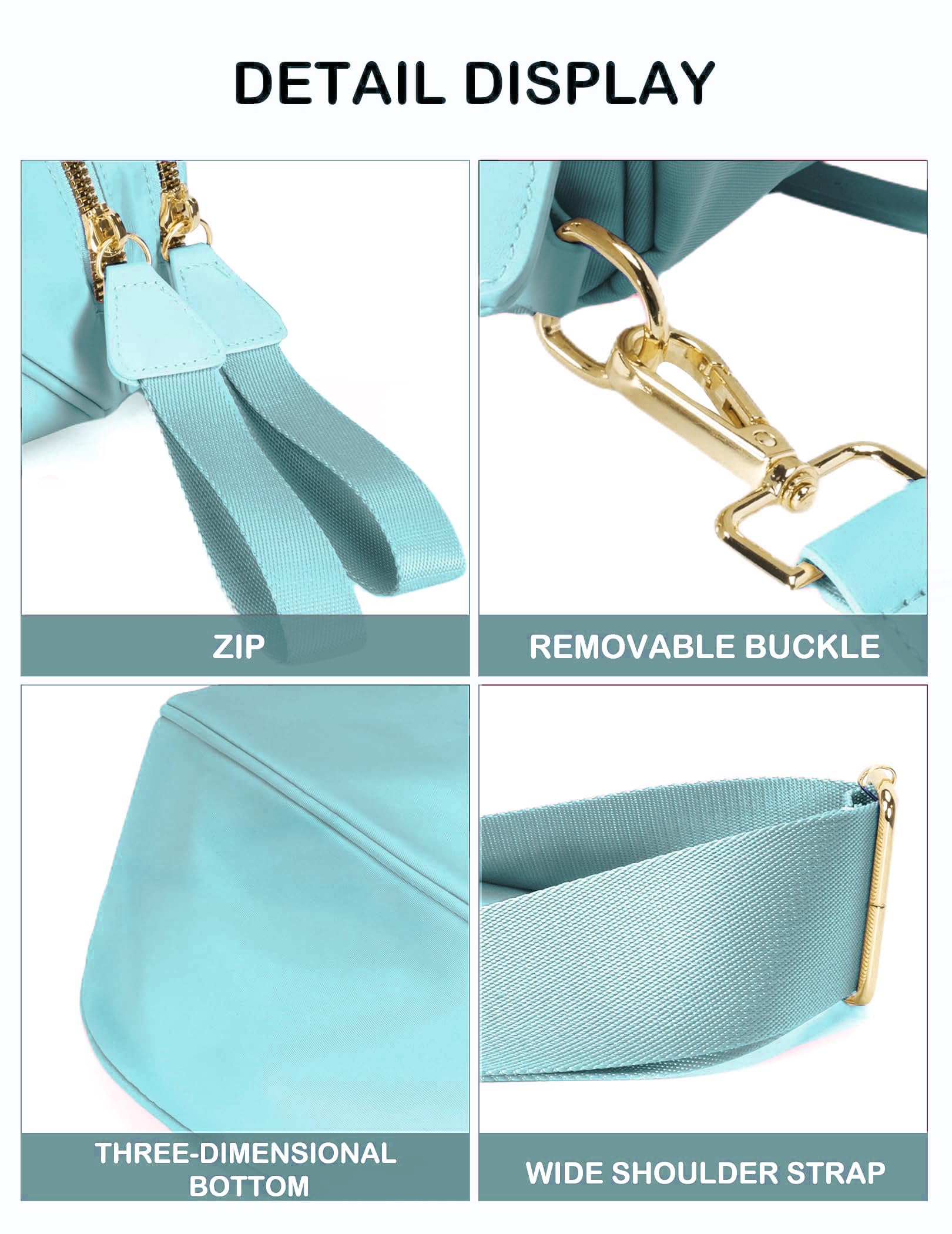 FEIBOON Spacious Nylon Crossbody Bag Bum Bag Handbags Wallets Purses Trendy Shoulder Bag for Women (Ice blue) view 5