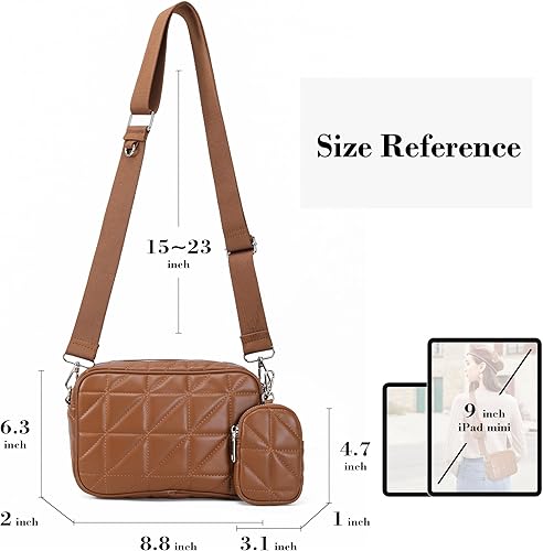 Vista 4 de AOCINA Bolsos cruzados acolchados para mujer con monedero de cuero suave, bolso cruzado pequeño de hombro