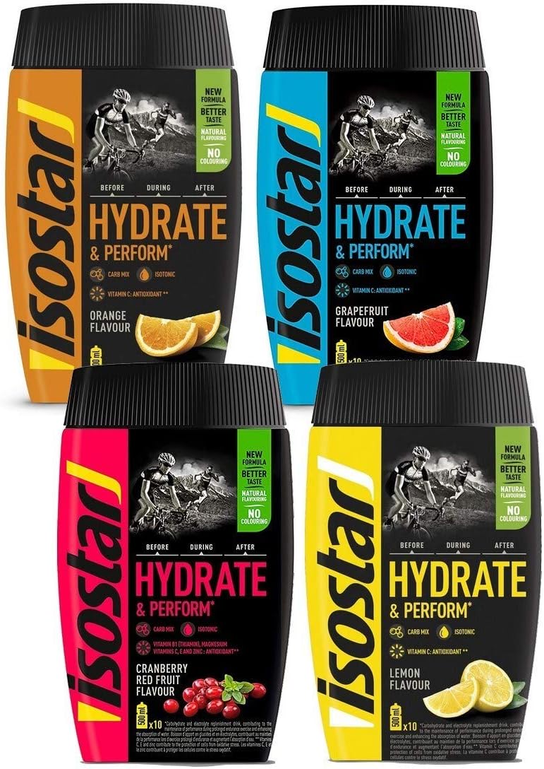 Isostar Hydrate & Perform Pamplemousse - Citron - Orange - Canneberge | 4er Package