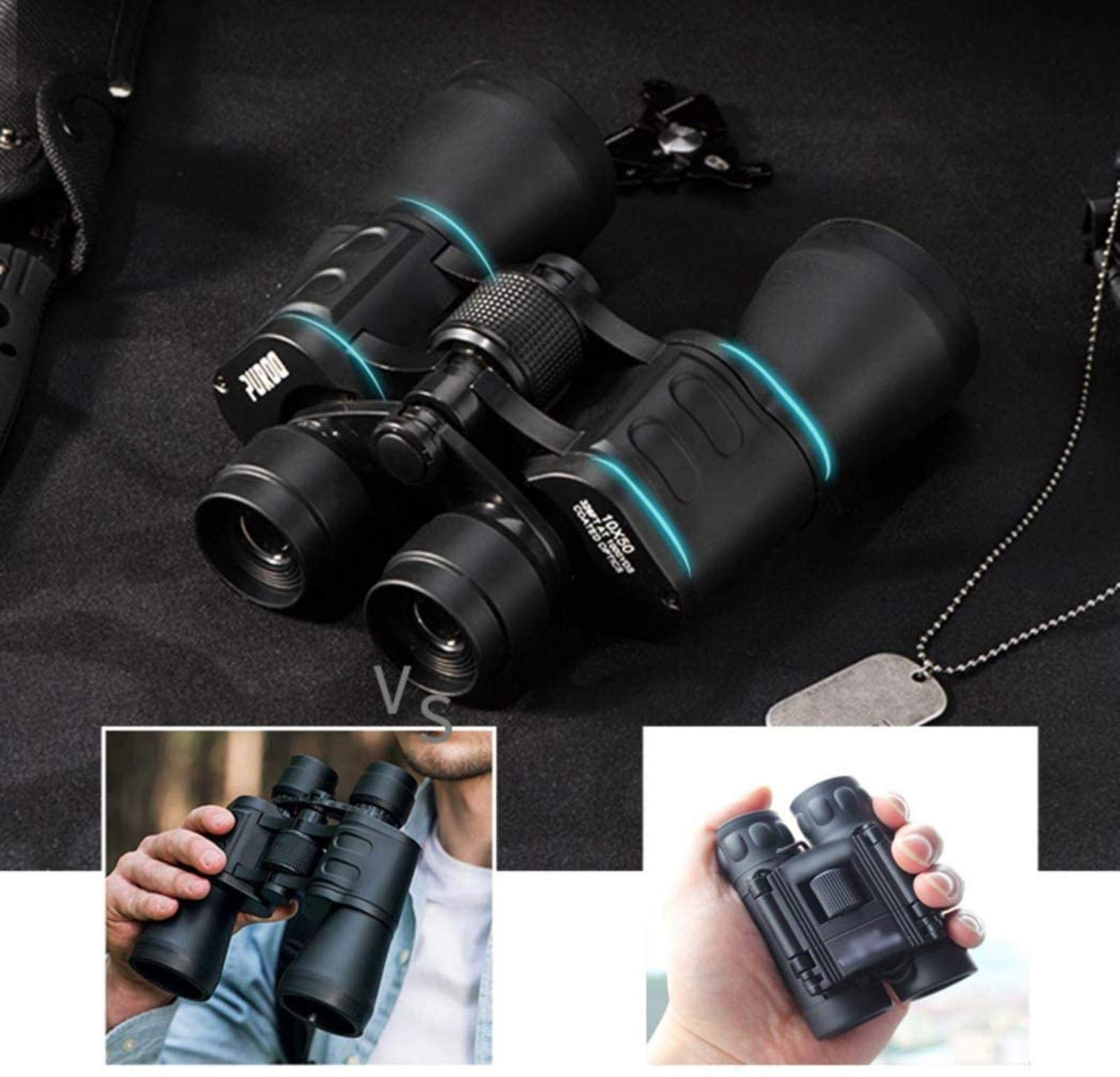 Telescopio monoculare portatile, binocolo 10x50 con adattatore fotografico per smartphone, binocolo per adulti e bambini, con scarsa illuminazione, con tetto BAK4