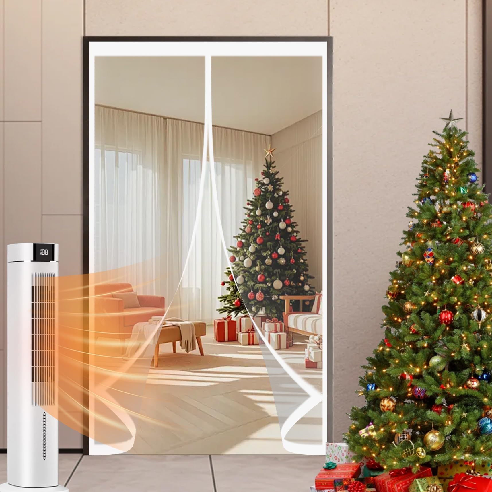 Wärmeschutzvorhang 240 x 275 cm Winddicht, Thermo Kälteschutz Winter Wasserdicht Und Warme, Magnetischer Wärmeschutzvorhang für Balkon Terrassen Kellertür, A