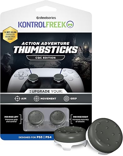 KontrolFreek CQC Classic para mando Playstation 4 (PS4) y Playstation 5 (PS5) Pulgares de rendimiento 2 cóncavos de altura media GrisBlanco
