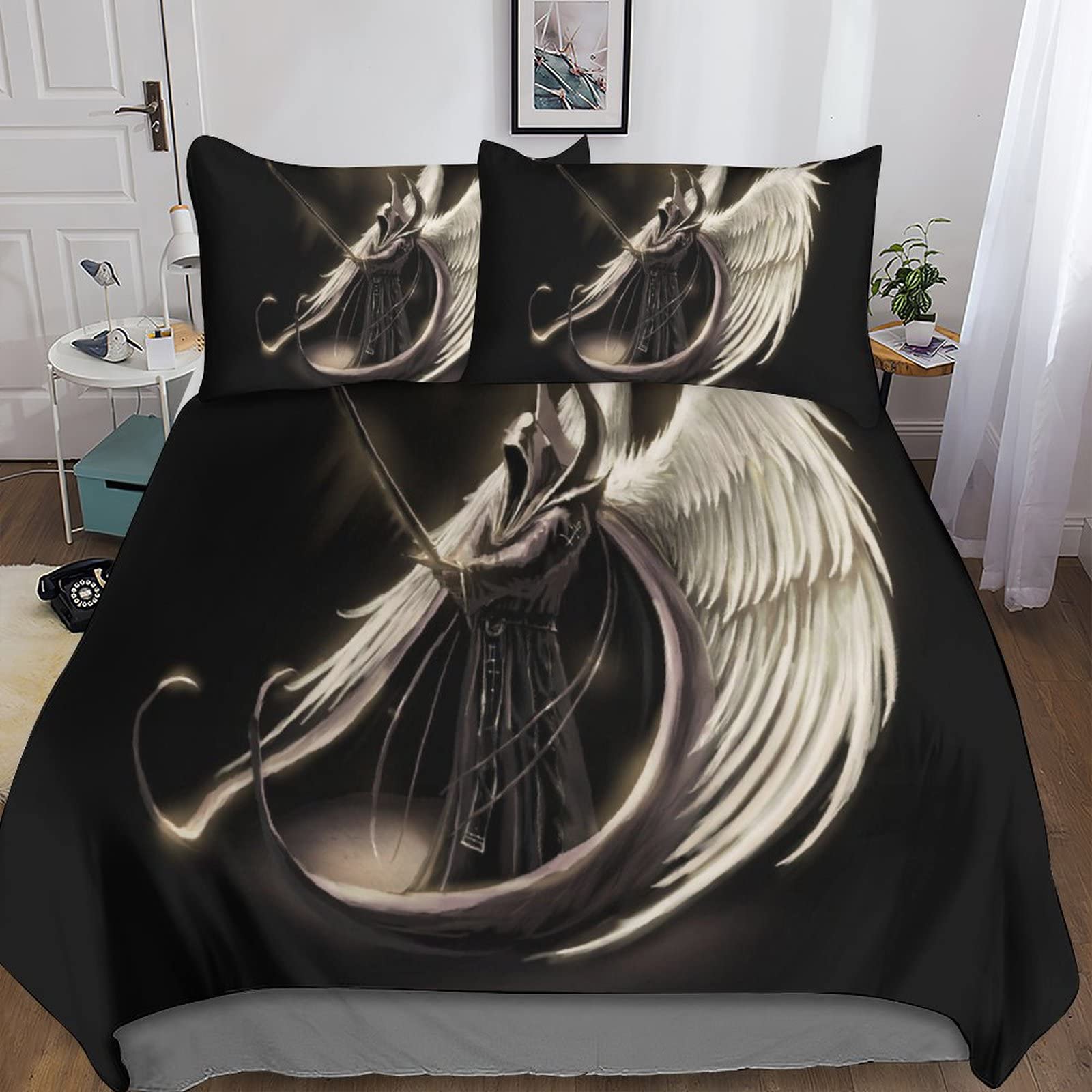 Ensemble de literie avec housses de angel couettes imprimé 3D lit king 220x240cm fermeture