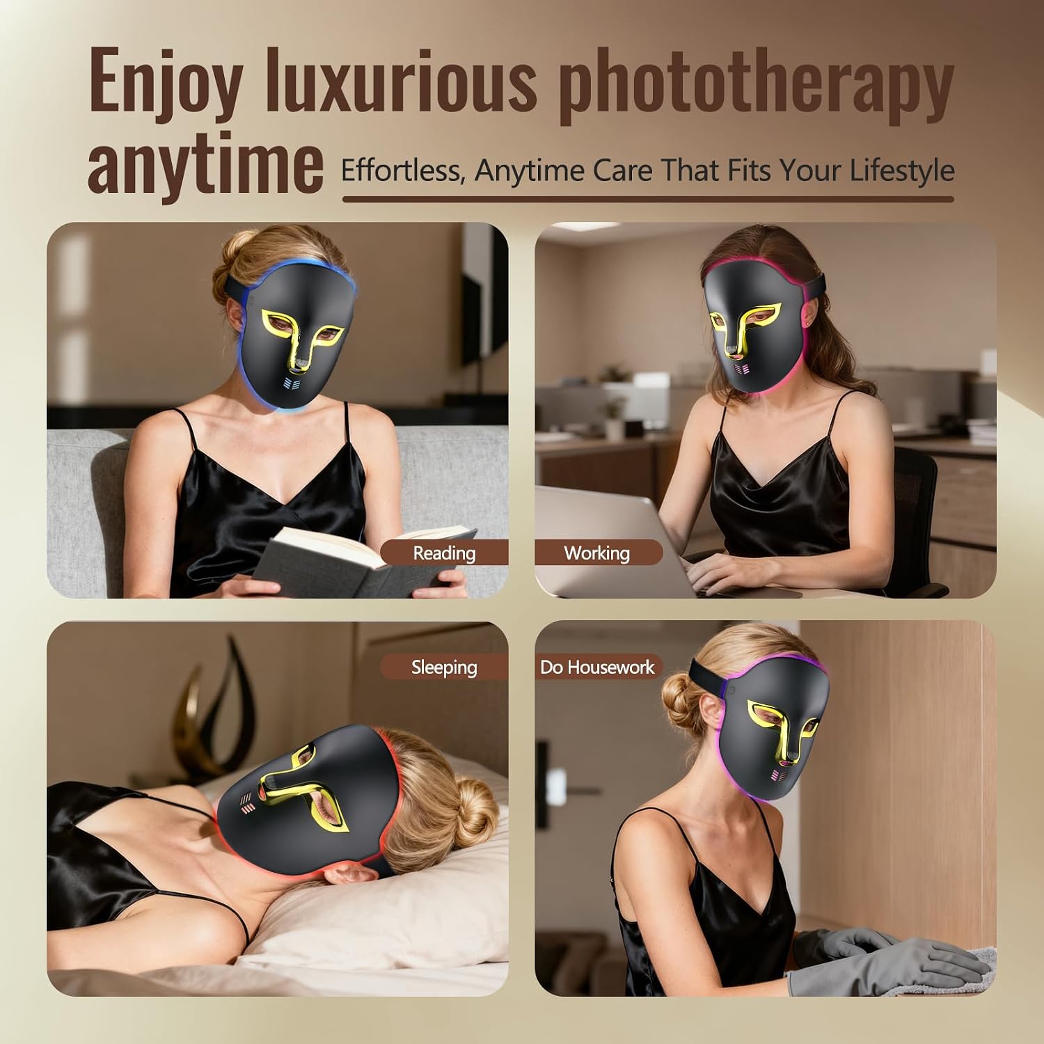 FSA Red Light Therapy Mask for Face,4 Modes HSA LED Face Mask Light Therapy,Acne Removal Wrinkles&Redness Anti-Aging,2000mAh Rechargeable,Wirless Remote,Infrared Photon Facial Mask for Travel Yoga