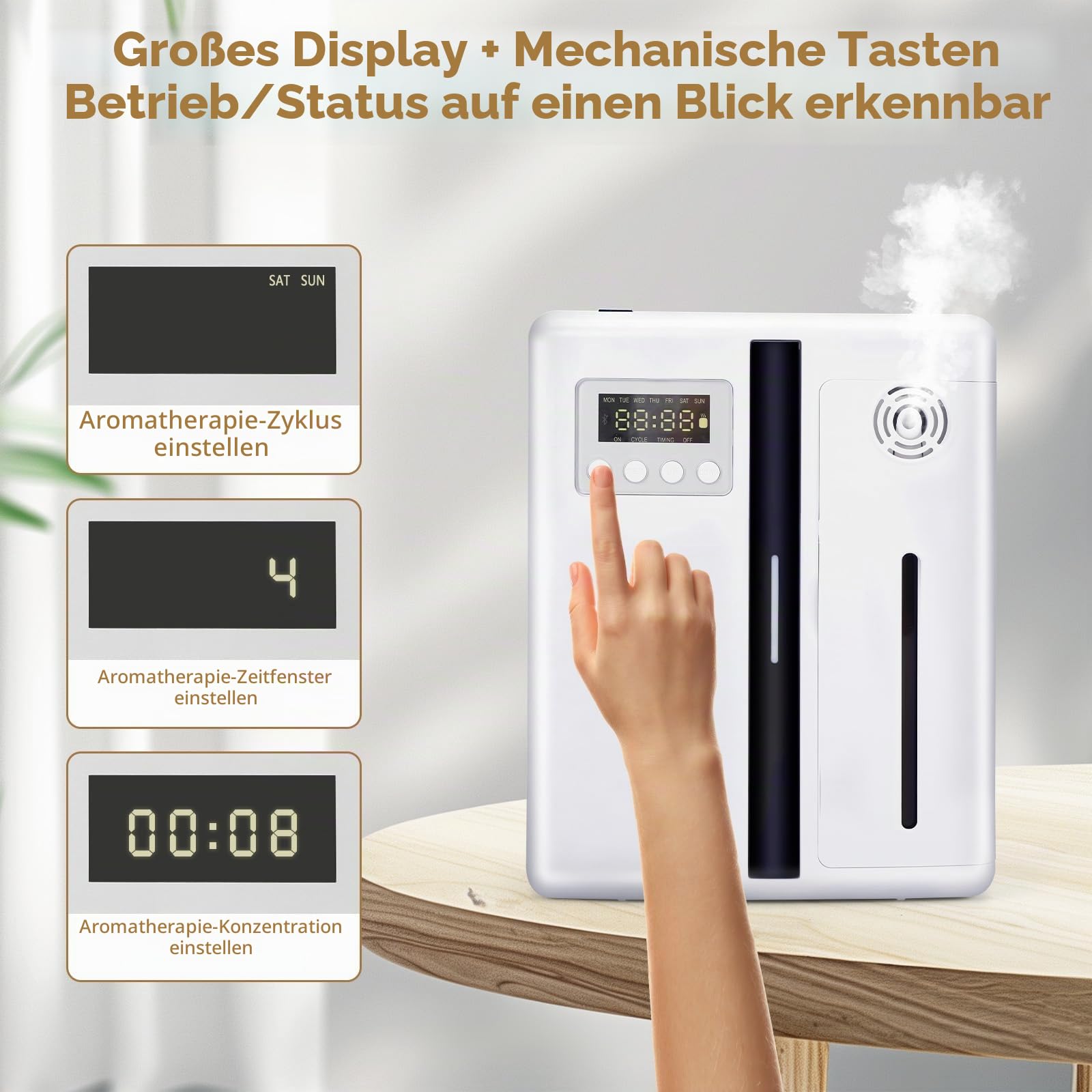 Smart Aroma Diffuser Wasserlos für Ätherische Öle mit LCD Display