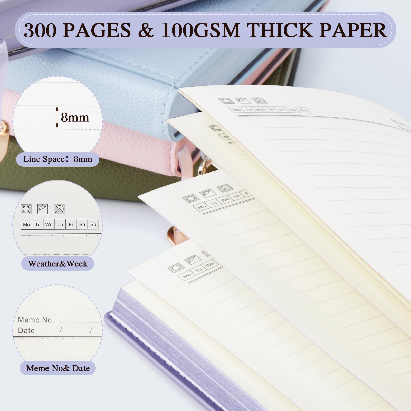 Notatnik w lined Journal dla mężczyzn i kobiet, 300 numerowanych stron z zapięciem na klamrę, 100 GSM A5, twarda okładka, notatnik do nauki biblijnej, osobistych pamiętników, zajęć na uczelni, 100 g