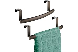 mDesign Steel Over Door Curved Towel Bar Storage, Hanger for Cabinet or Cupboard