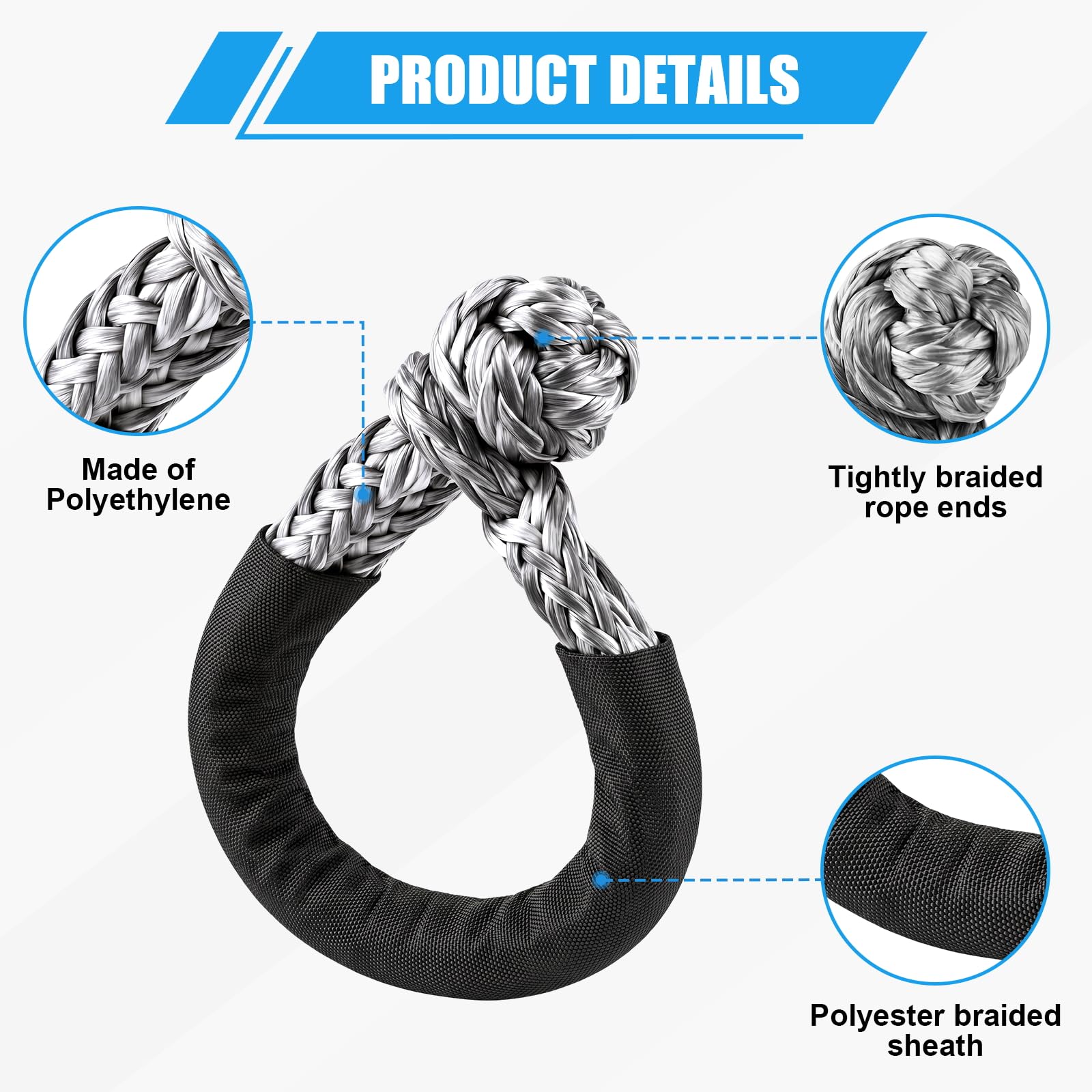 Soft Shackles - 2 Pack 1/2" Recovery Shackles -3