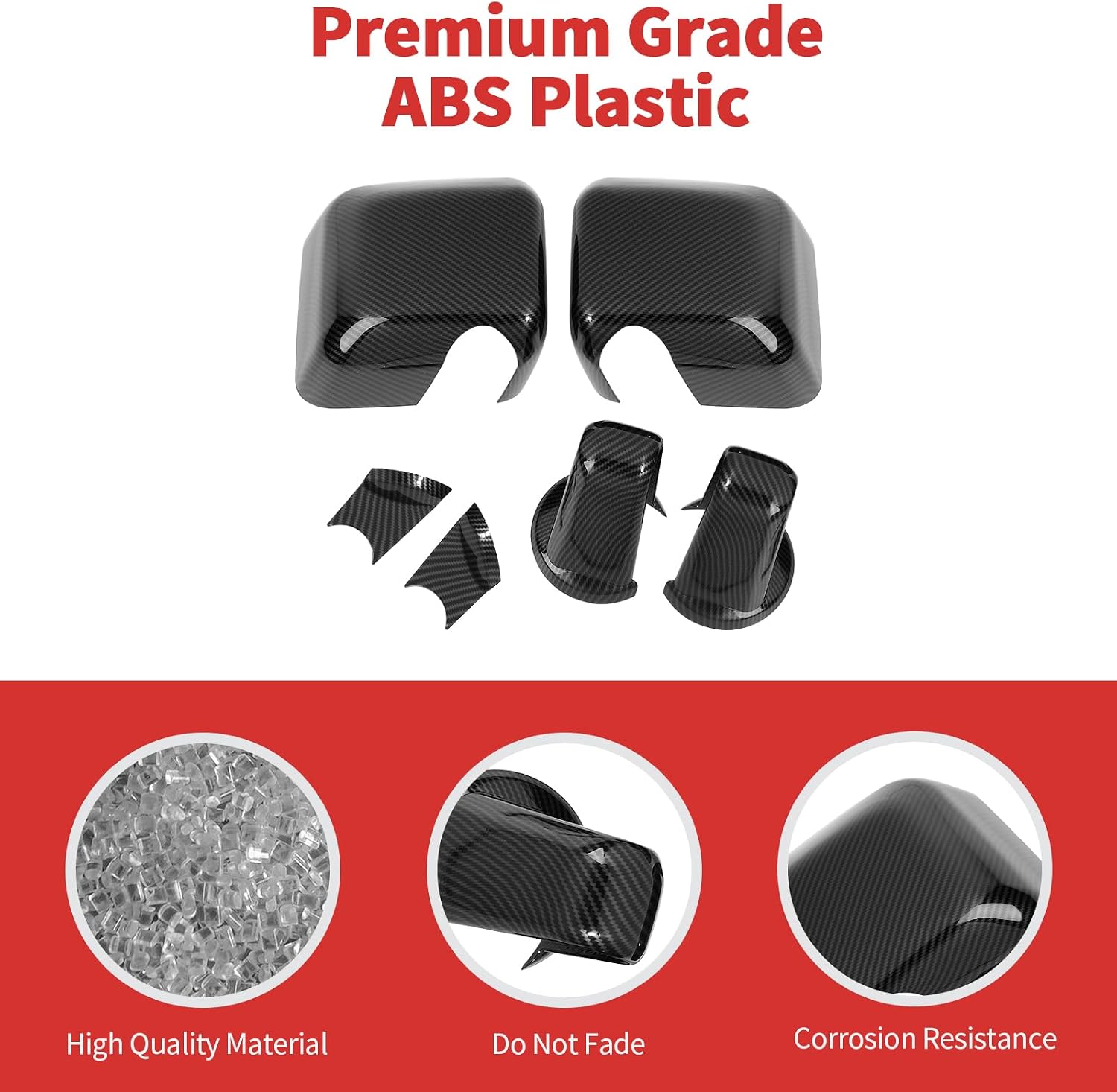Side Mirror Cover,Rearview Mirrors Decoration Trim Kit Fit for 2007-2018 Jeep Wrangler JK JKU(Carbon Fiber）
