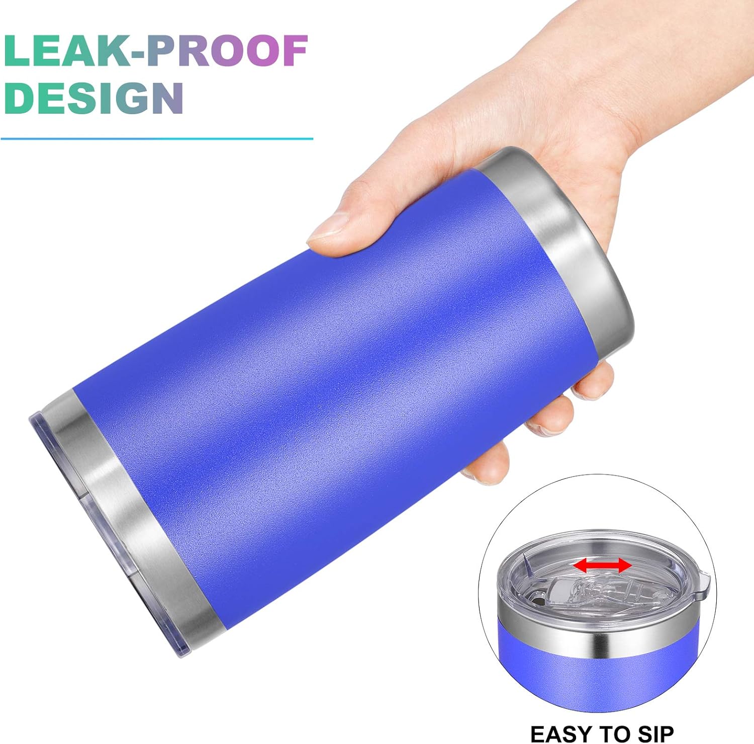 VEGOND 20oz Tumbler with Lid and Straw Stainless Steel Tumbler Cup Vacuum Insulated Double Wall Travel Coffee Mug Powder Coated Coffee Cup (Bluish Violet 1 Pack) - Image 3