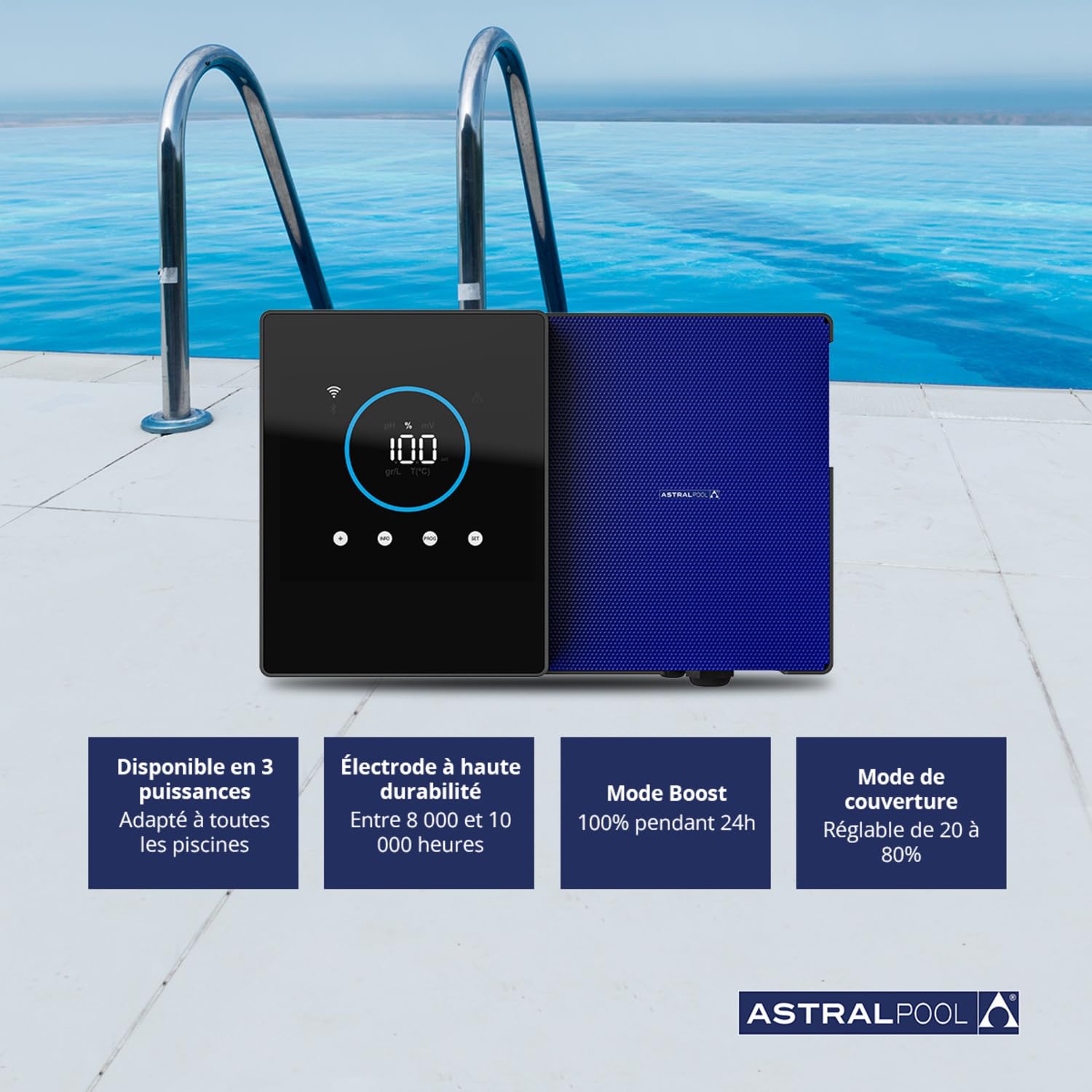 Clear Connect 21 - Chlorinateur d'eau salée - Nettoyeur de Piscine - sans Produits Chimiques - Électrolyse au sel - Astralpool