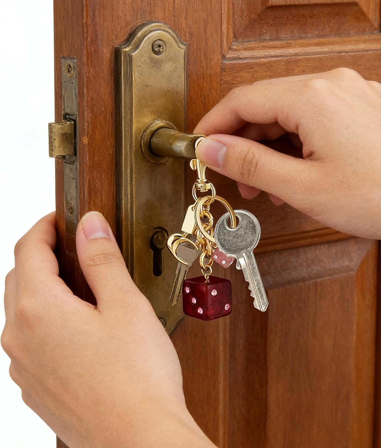 2 pack Dice Crystal Drip, Red Alloys Dice, Handbag Bag Pendant Key Chain, Crystal Women Fashion Charm, Valentine's Day Gifts for Him - Image 5