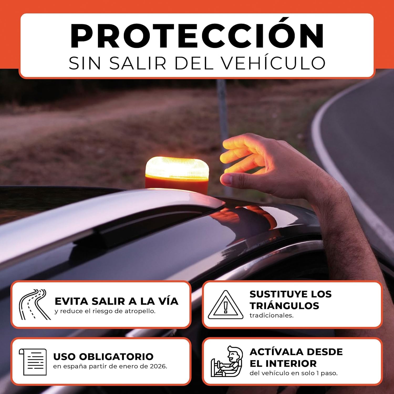 G-LEKO Pack 3u Luz de Emergencia V16 HOMOLOGADA DGT 3.0 Obligatorio 2026. Baliza V16 Coche con Geolocalización y Datos hasta 2038. Señal 8 LEDs V-16 Mayor Visibilidad >1km y 360° IP54 Base Imantada
