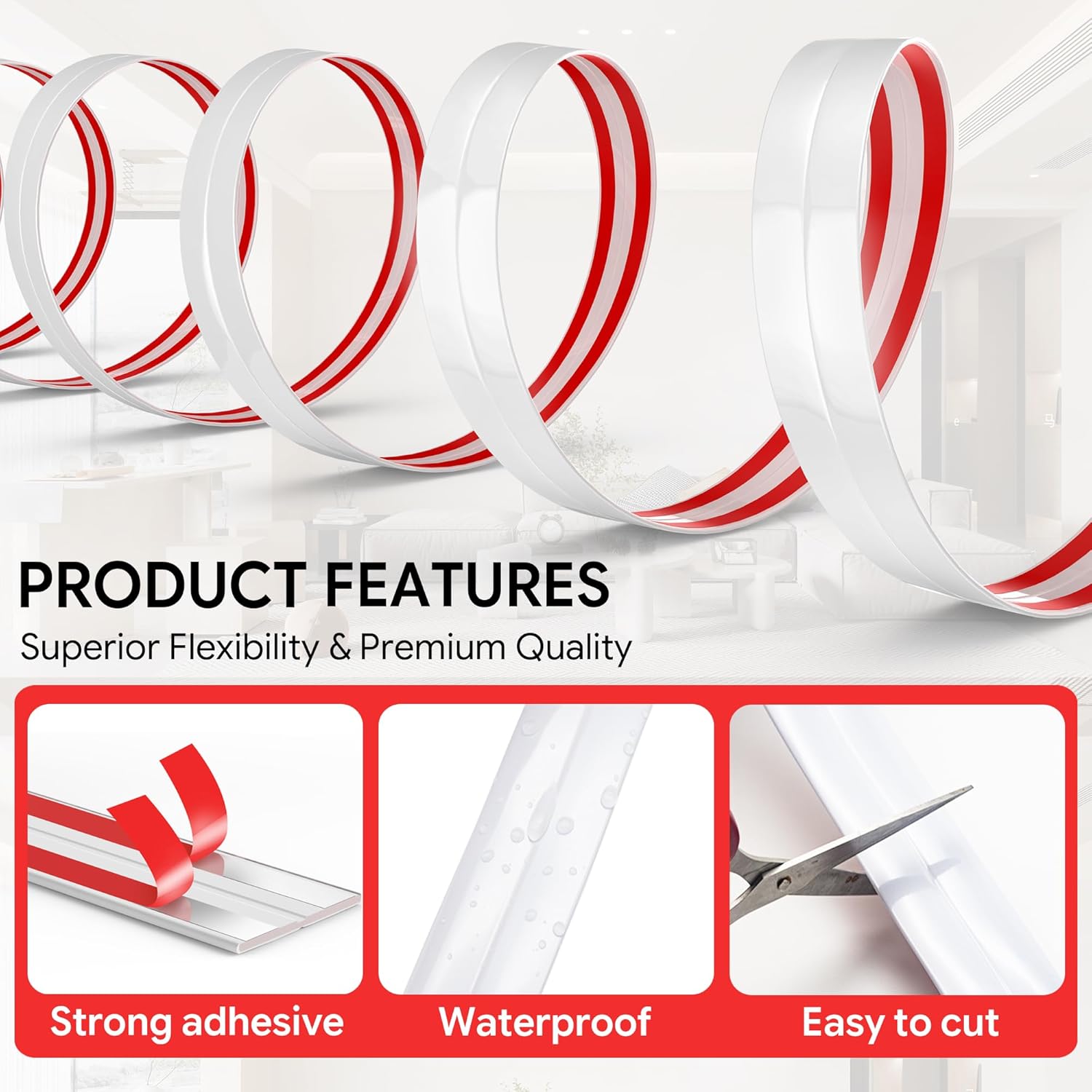 Wall Corner Protector Peel and Stick Wall Molding Trim Flexible Self Adhesive Inside Outside Corner Guards Molding Trim for Edge Corner Ceiling, 0.8 in x 30 Ft, White