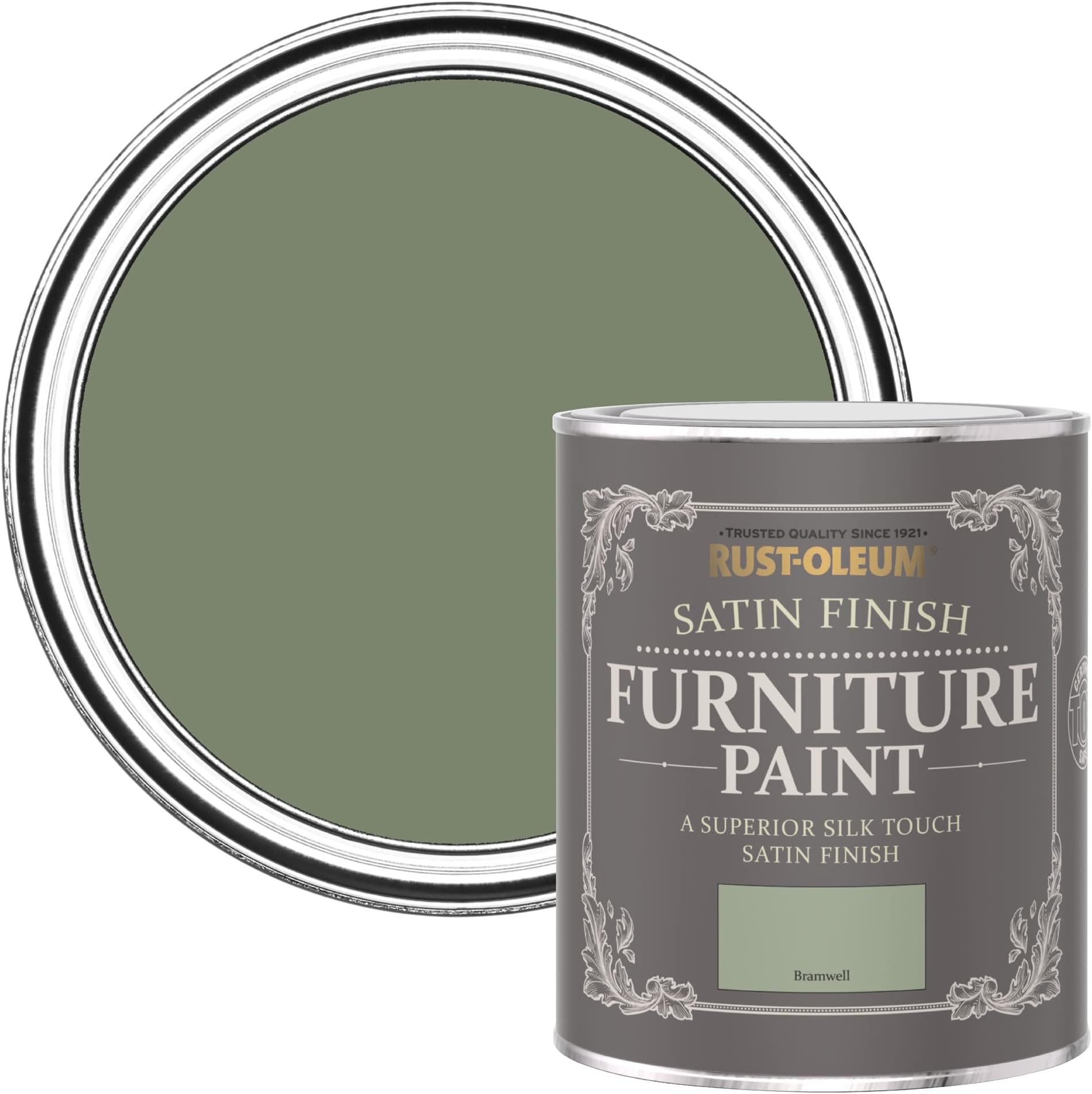 Rust-Oleum Green Furniture & Skirting Board Paint in Satin Finish - Bramwell 750ml