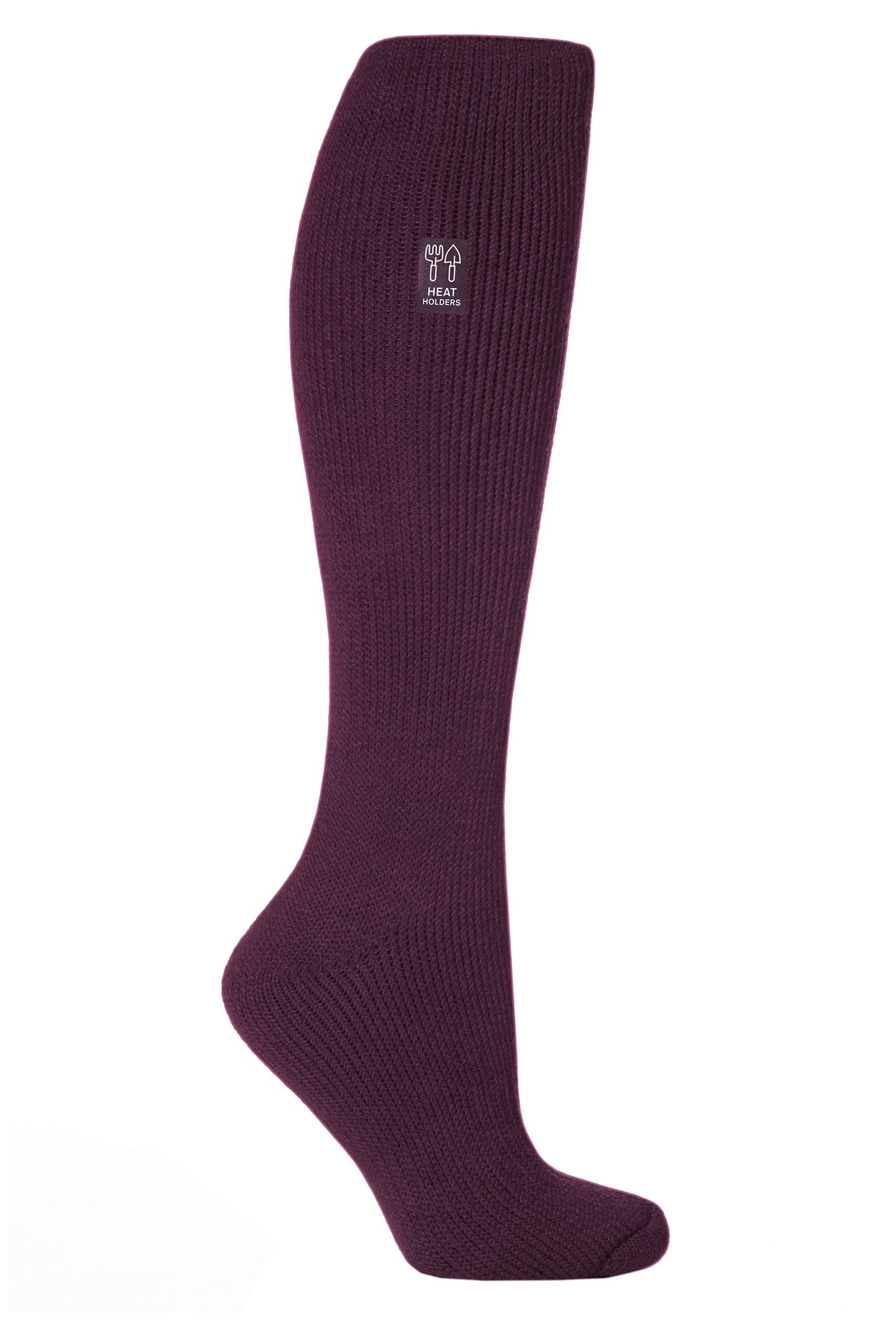 HEAT HOLDERS SOCKSHOP Ladies Outdoor 2.3 TOG Plain Long Leg Gardening Socks Pack of 1 Plum 4-8