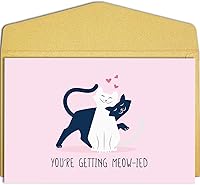 Vista 1 de Qiliji Tarjeta de compromiso de gato linda, divertida tarjeta de felicitación de boda, tarjetas de juego de palabras "You're Getting Meow-ied Married