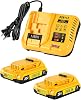 2-Pack Batería 20V Max 3.0Ah de repuesto para Dewalt con cargador DCB112 12/20V para DCB200 DCB120 1