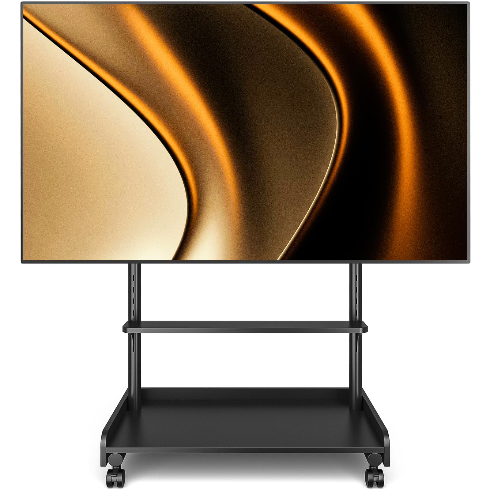 TVON Support TV sur Pied pour Téléviseur de 40-86 Pouce Ecran LED LCD Plasma, Support TV roulettes avec Socle en Bois Réglable en Hauteur Chariot TV avec Étagère Jusqu 'à 68 kg Max VESA 600x400 mm