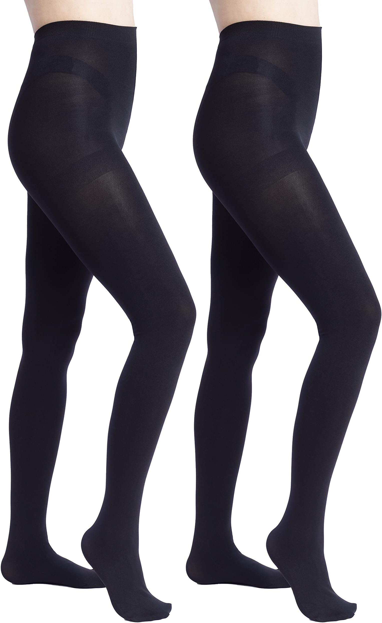 LeamelSoft 200 Denier Thick Warm Winter Thermal Tights Matte Opaque Black Tights for Women 2 Pairs